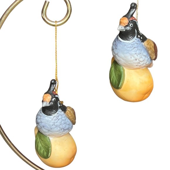 Two (2) Vtg 1991 Andrea by Sadek PARTRIDGE Porcelain Bisque Ornaments Japan 3" T - Picture 3 of 16